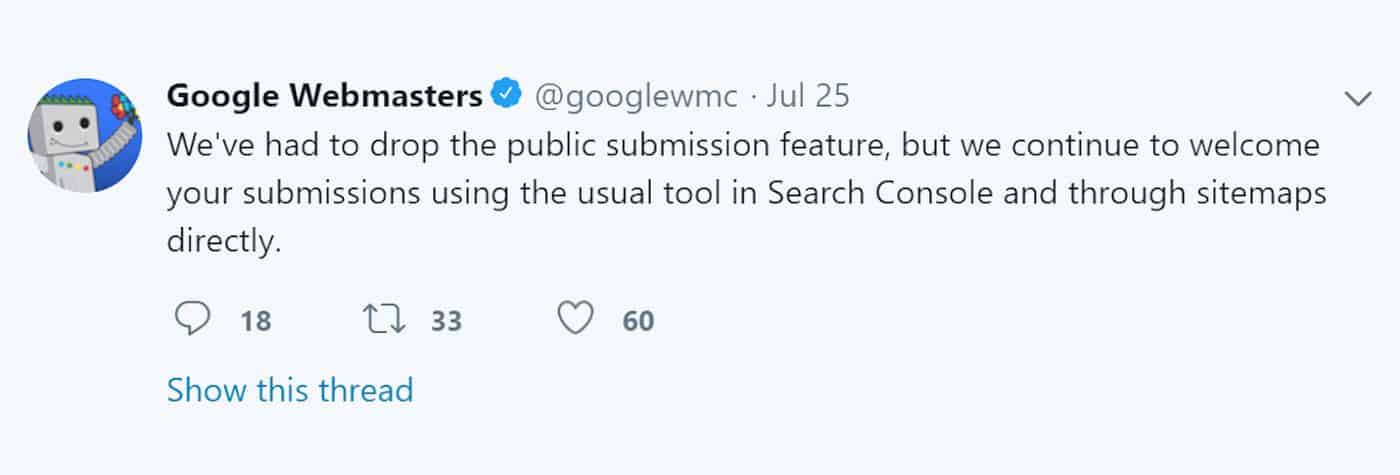 Google Webmasters Twitter Account